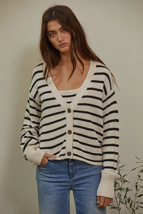 The Amber Cotton Stripe Cardigan