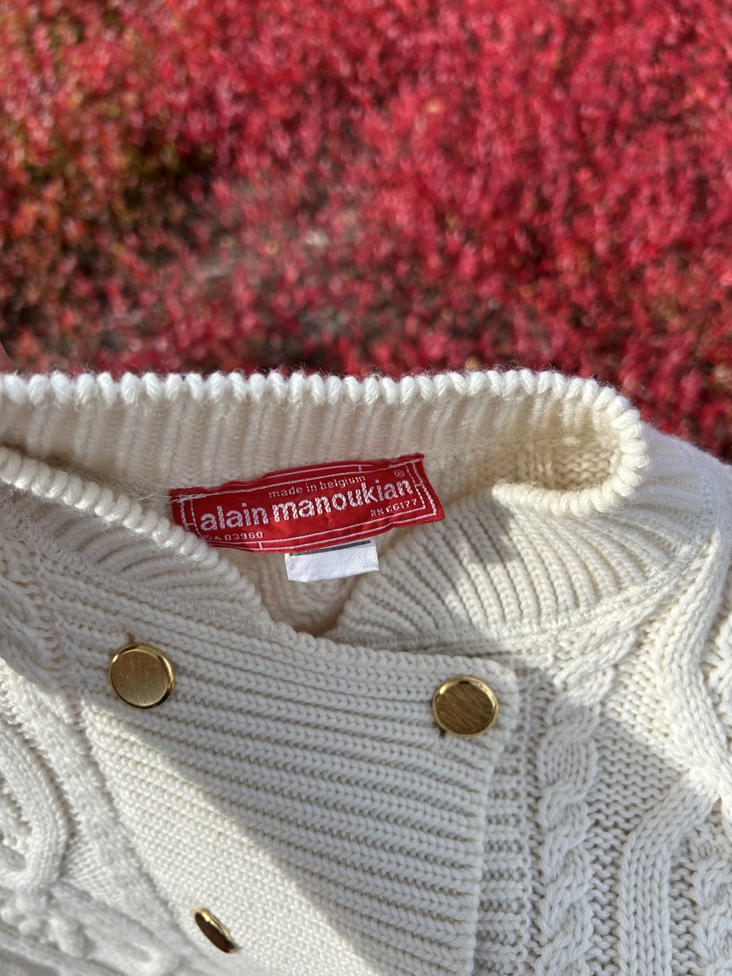 Vintage Alan Manoukian Belgium Wool Blend Cable Knit Sweater Bomber