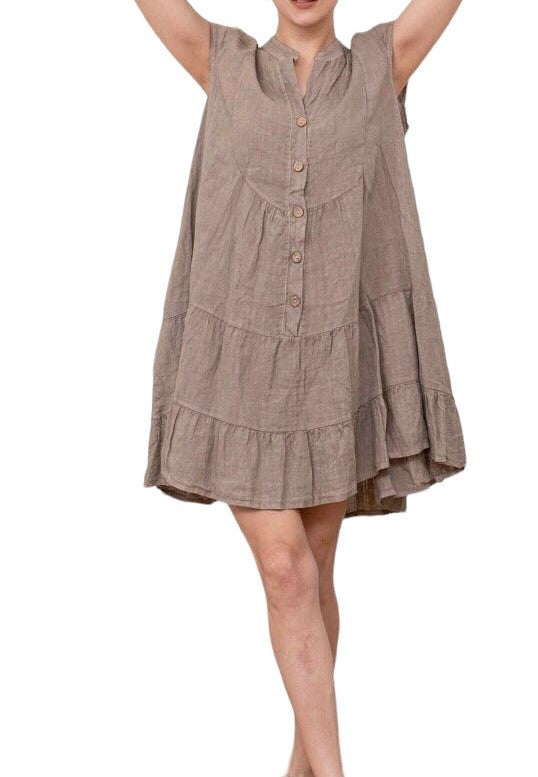 Mila 100% Linen Babydoll Dress