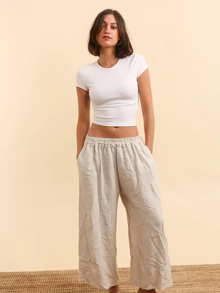 Brisa 100% European Linen Wide Leg Pants