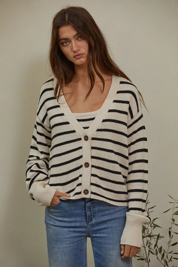 The Amber Cotton Stripe Cardigan