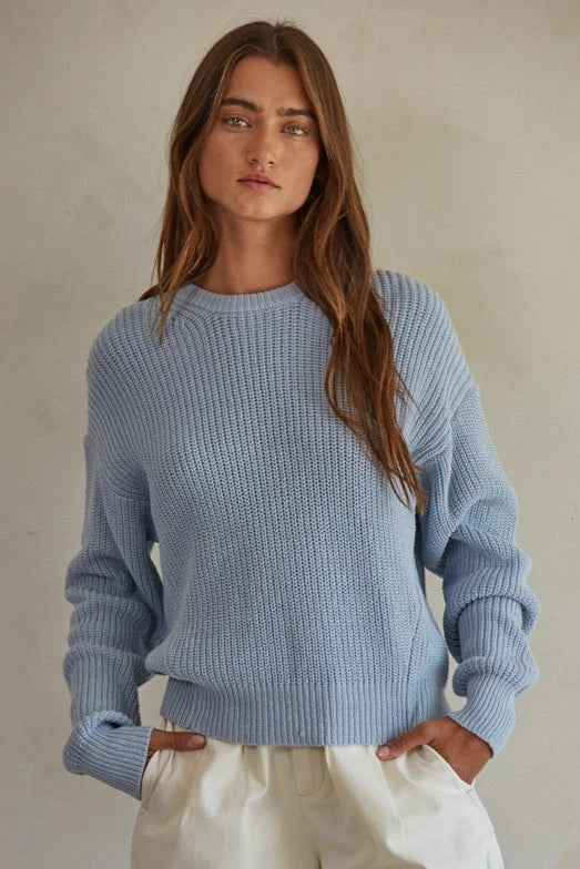 Classic Boyfriend 100% Cotton Ribbed Crew Sweater