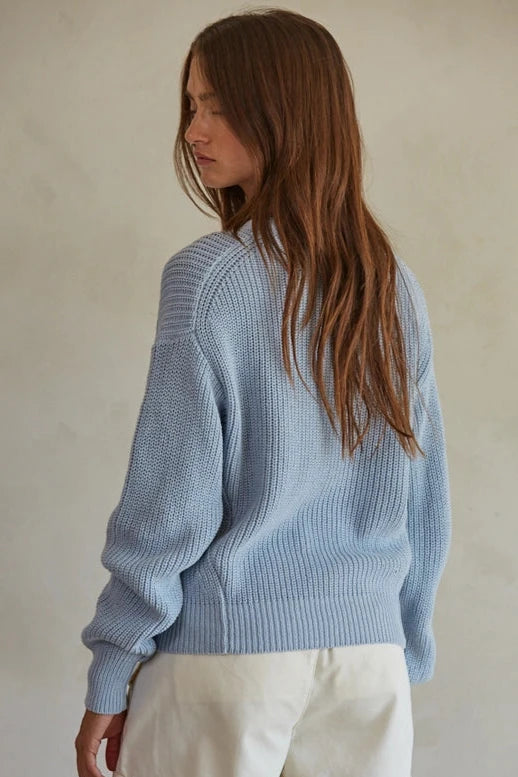 Classic Boyfriend 100% Cotton Ribbed Crew Sweater