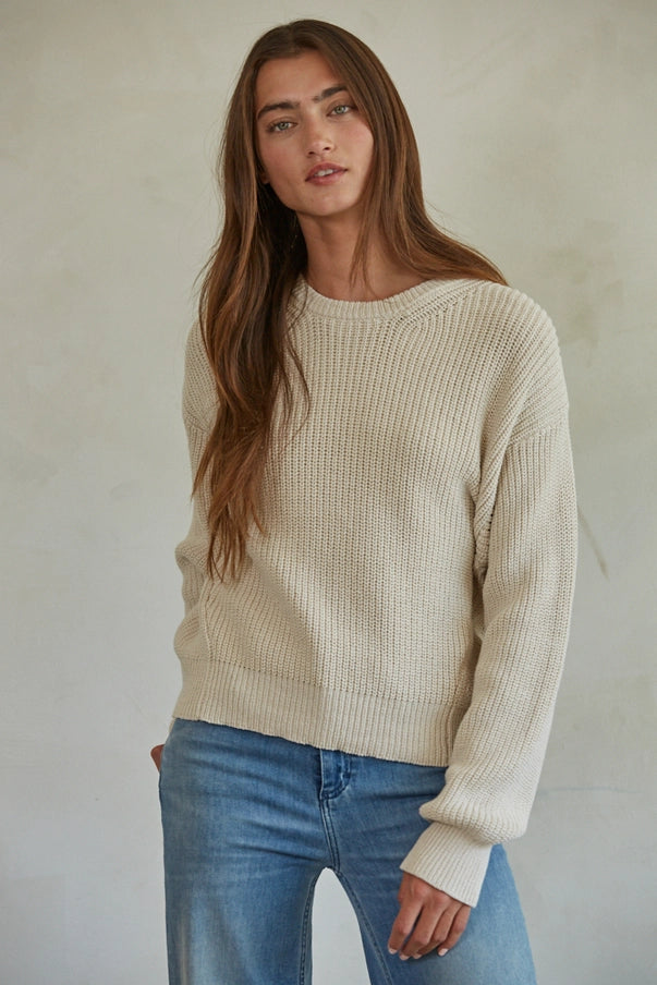 Classic Boyfriend 100% Cotton Ribbed Crew Sweater