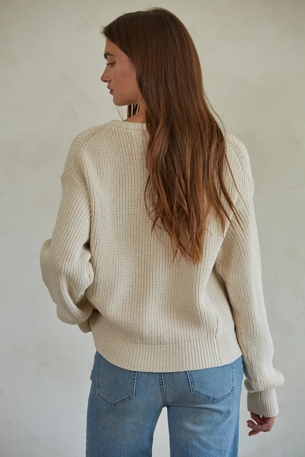 Classic Boyfriend 100% Cotton Ribbed Crew Sweater