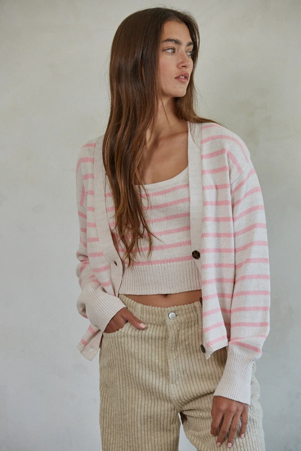 The Amber Cotton Stripe Cardigan