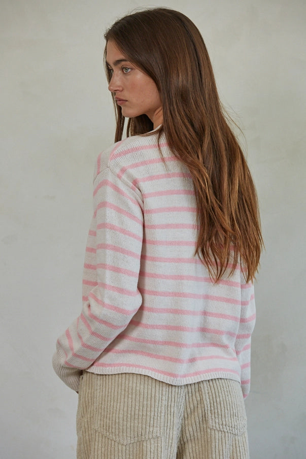 The Amber Cotton Stripe Cardigan