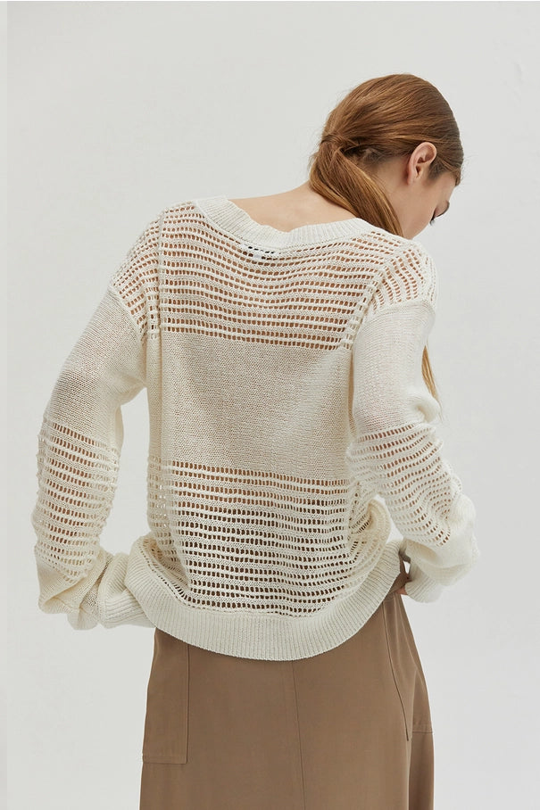 Dylan Linen Open Knit Sweater