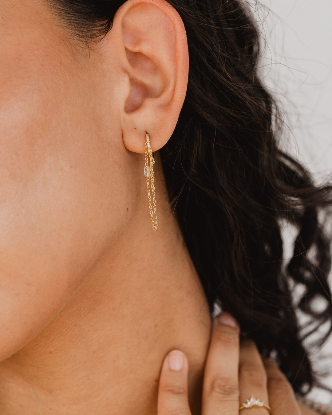 Elizabeth Baguette Chain Hoop Earrings