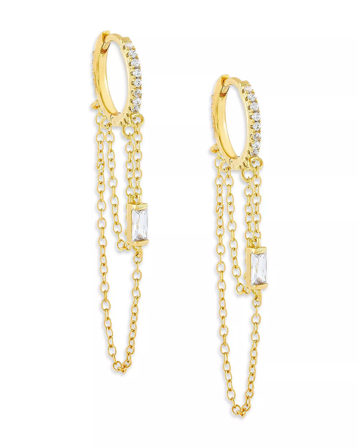 Elizabeth Baguette Chain Hoop Earrings