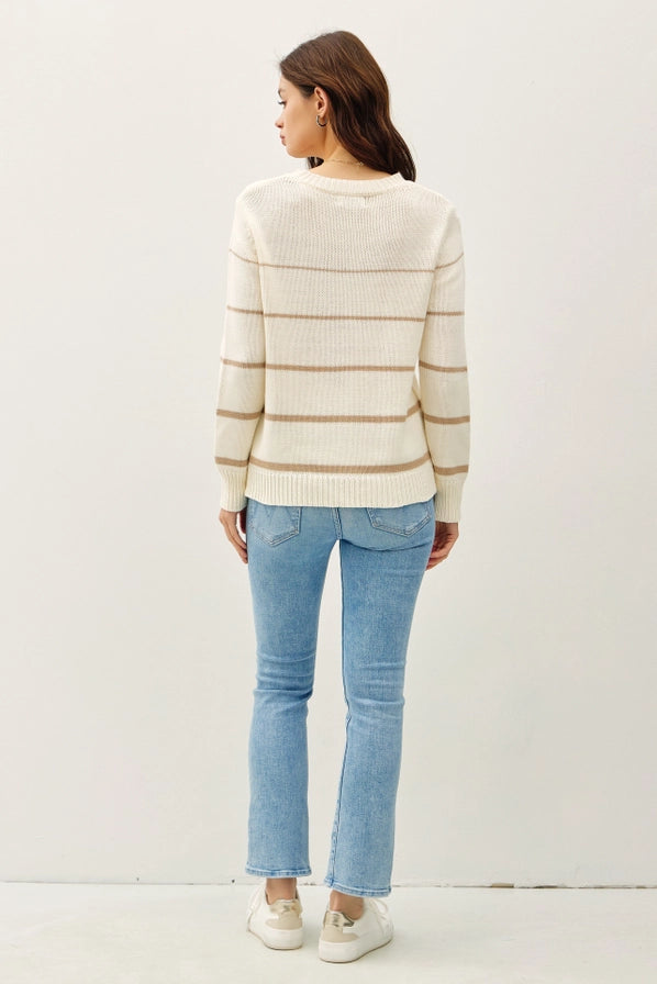 Ally Stripe Crew Knit Sweater