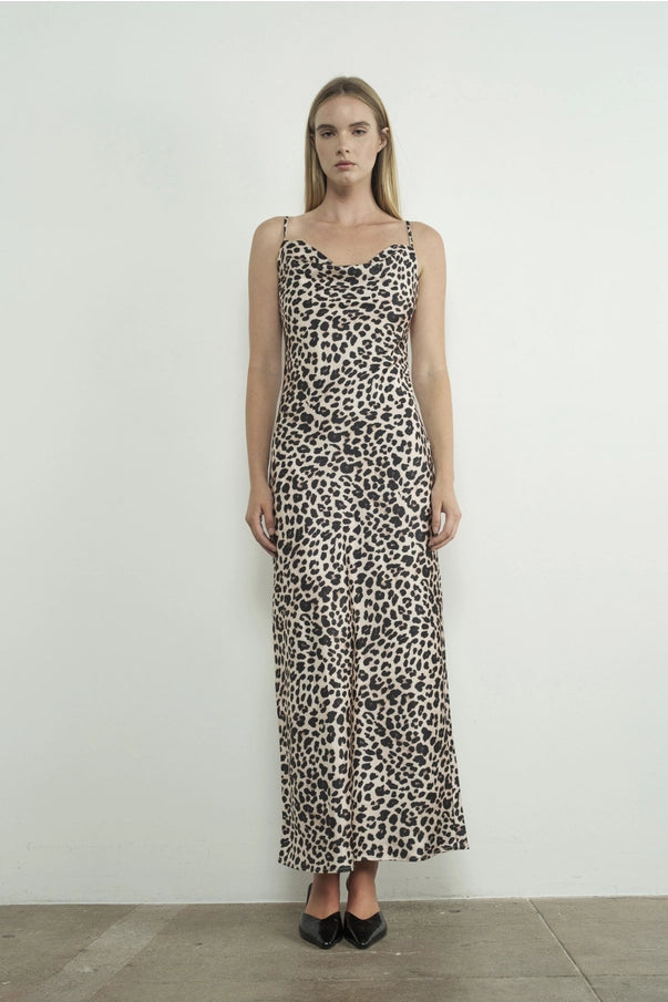 Selma Leopard Satin Slip Dress