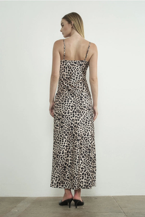 Selma Leopard Satin Slip Dress