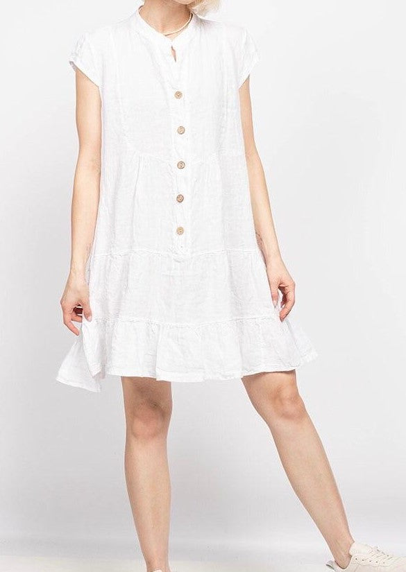 Mila 100% Linen Babydoll Dress