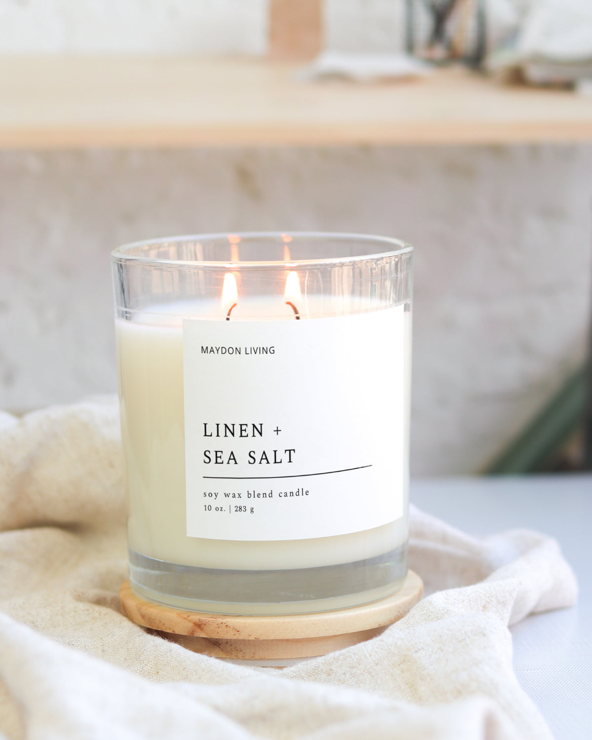 Linen + Sea Salt Soy Glass Candle
