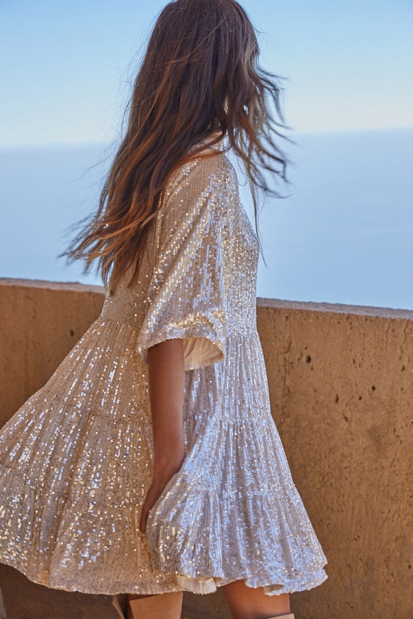 Allure Boho Sequin Babydoll Dress