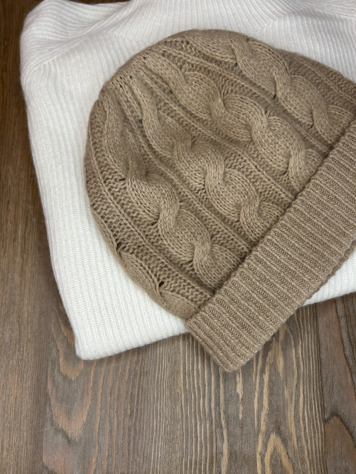 Portolano 100% Cashmere Cable Knit Beanie