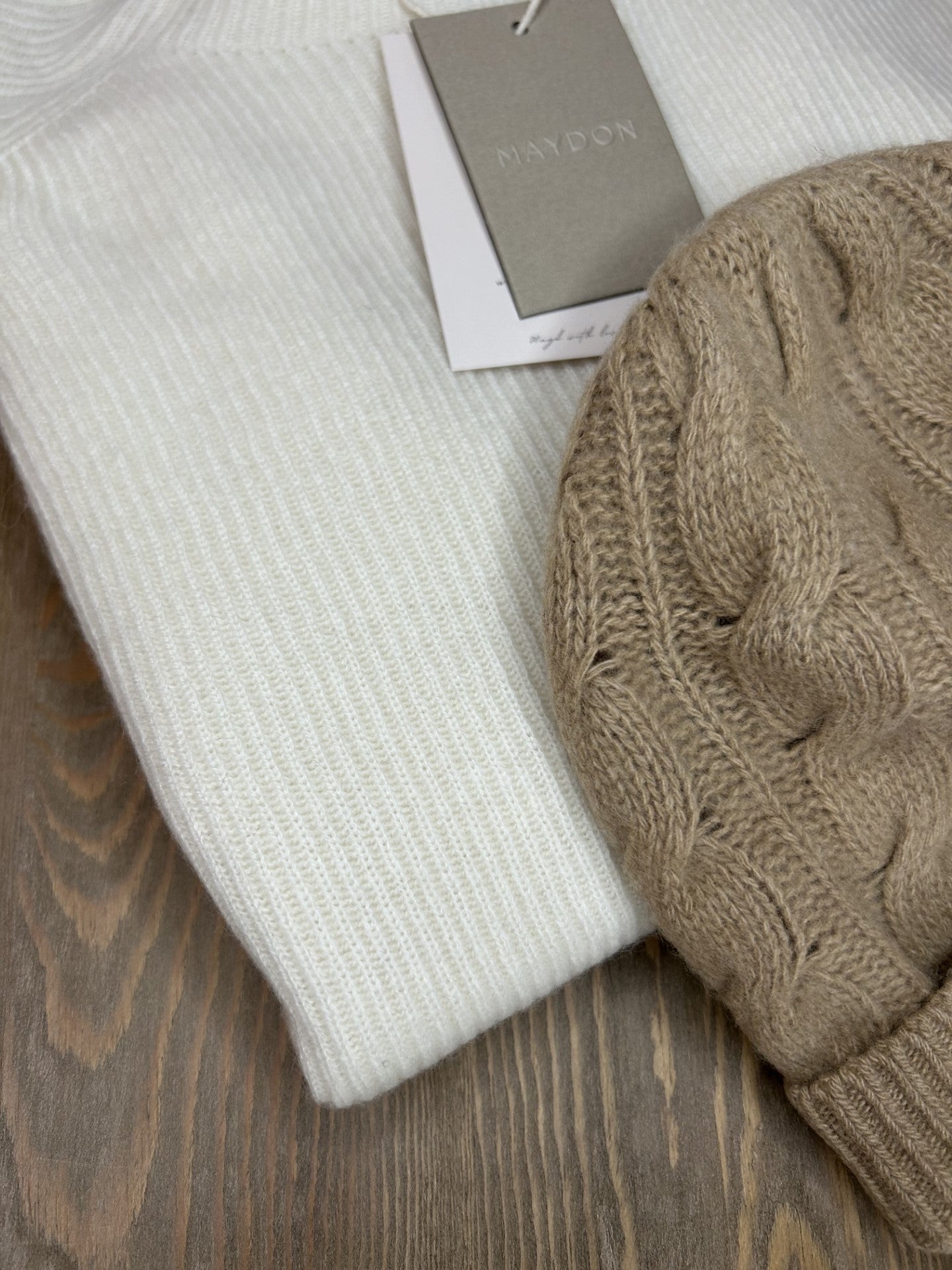 Portolano 100% Cashmere Cable Knit Beanie