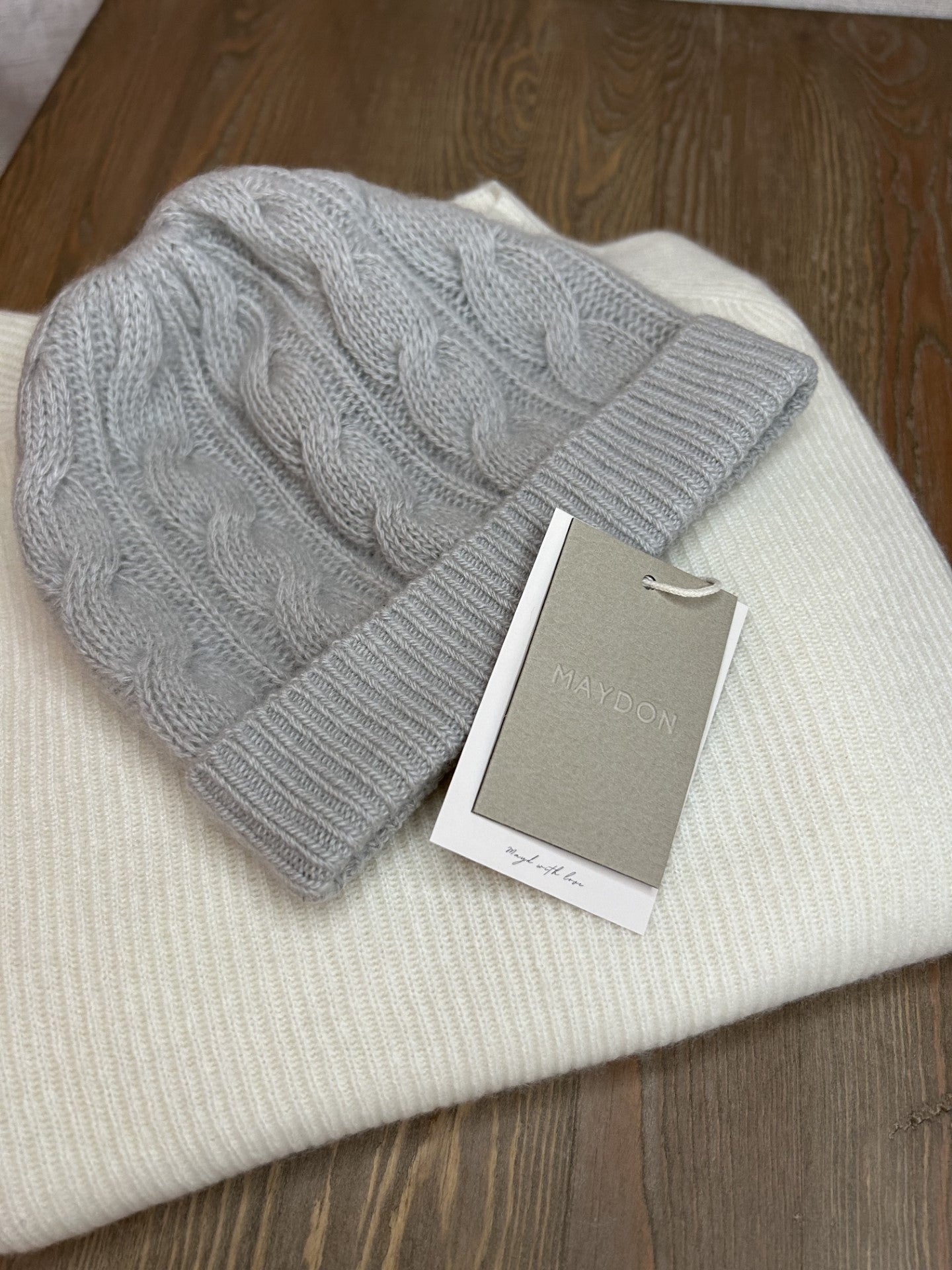 Portolano 100% Cashmere Cable Knit Beanie