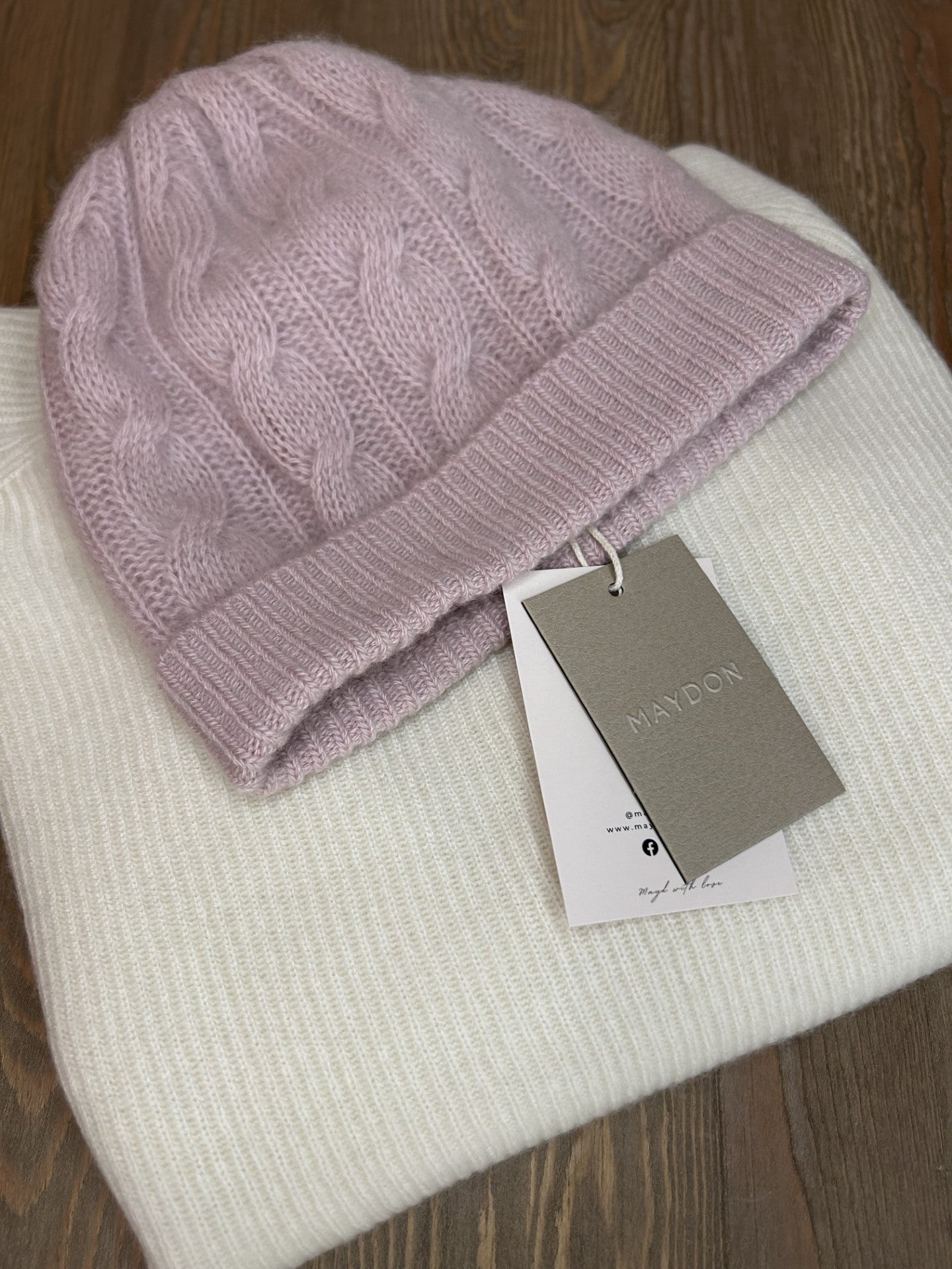 Portolano 100% Cashmere Cable Knit Beanie