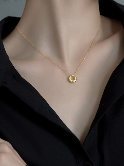 Saylor Circle Necklace - 14K Gold Plated 925 Sterling Silver