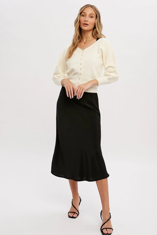 Amelia May Satin Midi Skirt