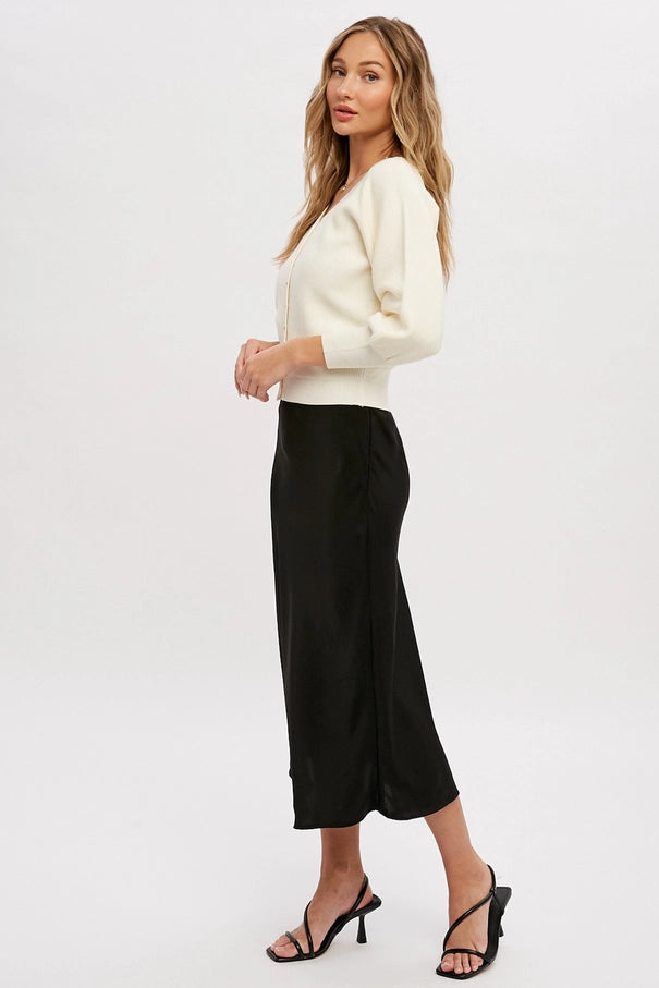 Amelia May Satin Midi Skirt