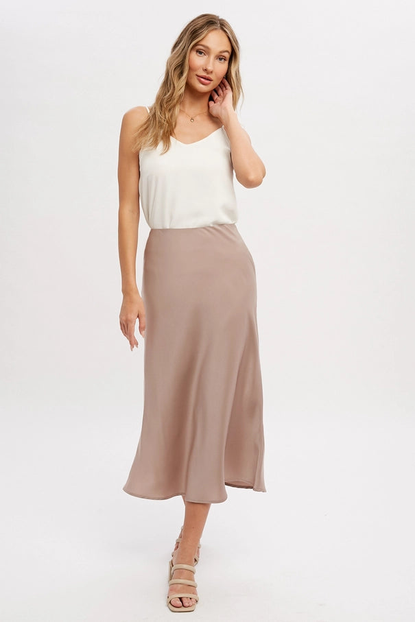 Amelia May Satin Midi Skirt