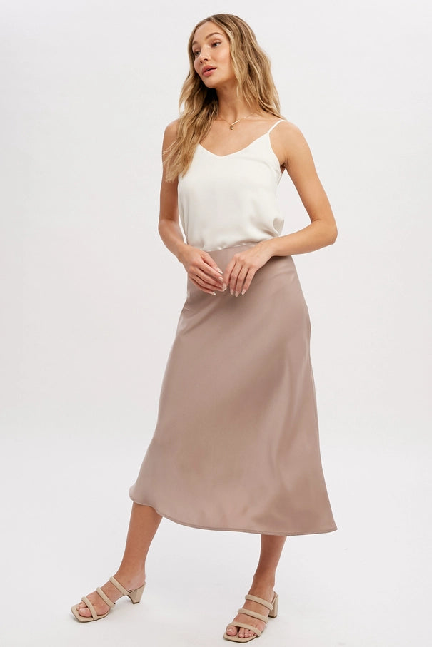 Amelia May Satin Midi Skirt