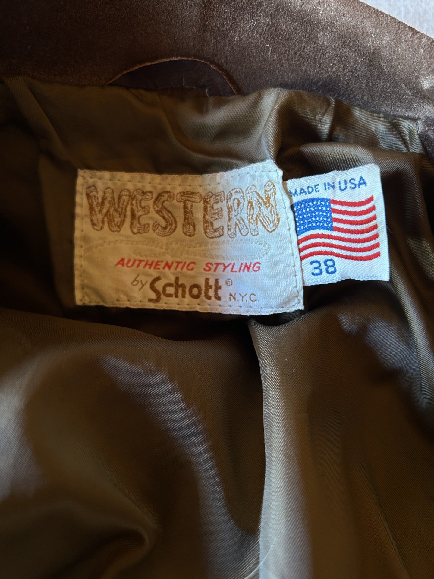 Vintage 1970's Schott Roughout Suede Western Fringe Jacket