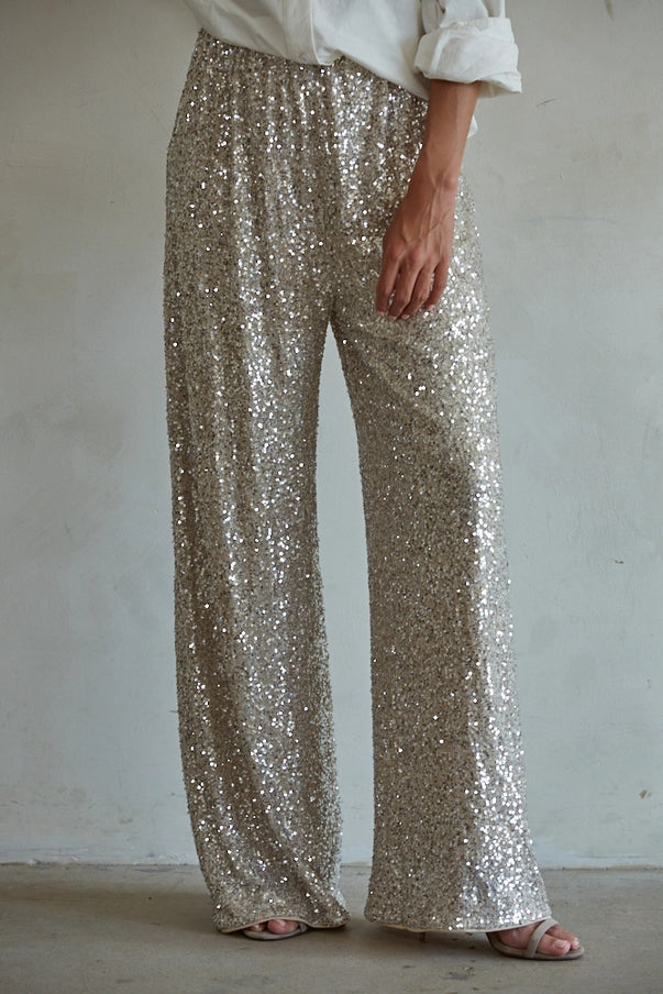 Allure Sequin High-Rise Wide Leg Pants