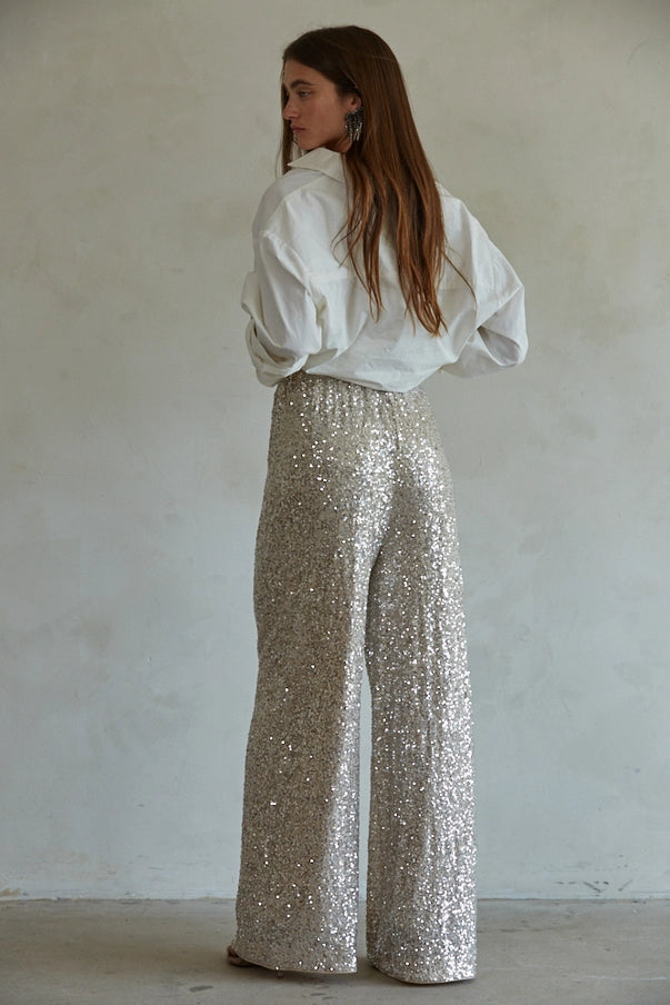 Allure Sequin High-Rise Wide Leg Pants