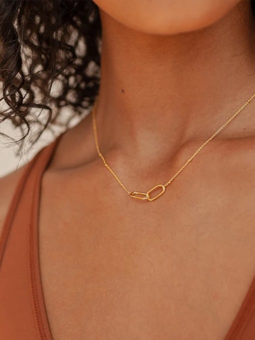 Kimberly Linked Pendant Necklace - 14K Gold Dipped 925 Sterling Silver