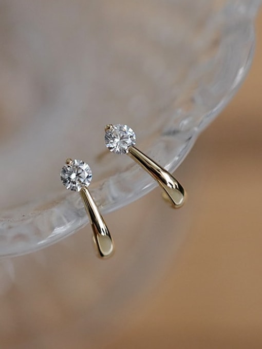 Abby Stud Huggie Earrings - 14K Gold Plating with Cubic Zirconia